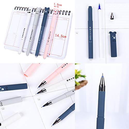 8pcs Cute Kawaii Cartoon Cat Pig Bear Panda Animal Gel Ink Pen Ballpoint 0.35mm Blue Ink Student Pens Rollerball Pens for Student Gift Stationery Office Supplies, Erasable Pens Friction Erasable Pen