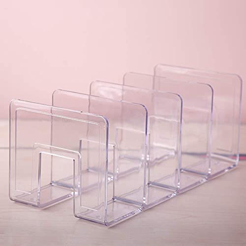 LUGUNU Clear Acrylic Desk File Sorter Purse/Handbag Organizer clutch divider Mesh Folder Office Supplies Stand Bookshelf (3 Sections) (4 Sections)