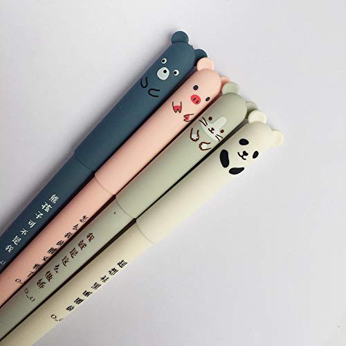 8pcs Cute Kawaii Cartoon Cat Pig Bear Panda Animal Gel Ink Pen Ballpoint 0.35mm Black Ink Student Pens Rollerball Pens For Student Gift Stationery Office Supplies, Erasable Pen Friction Erasable Pen