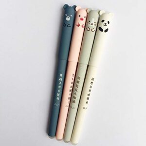 8pcs Cute Kawaii Cartoon Cat Pig Bear Panda Animal Gel Ink Pen Ballpoint 0.35mm Black Ink Student Pens Rollerball Pens For Student Gift Stationery Office Supplies, Erasable Pen Friction Erasable Pen