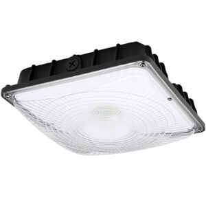 qimh led canopy light 40w, 9.4”x9.4” square ceiling lights, ul listed & dlc qualified, 100-250w hps/mh replacement, 5450lm/5000k daylight white ip65 waterproof for garage, street, area lighting
