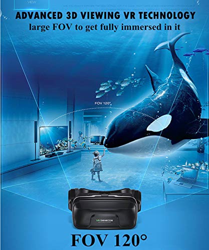 VR Headset/Goggles, Virtual Reality Glasses w/ 3D HiFi Headphones for 3D Movie Video Game Compatible for iOS iPhone 13 12 11 Pro Max X S R 8 7 6 S Plus, Android Samsung Galaxy S20 S10 S9 S8 Edge