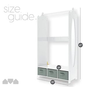 Milliard Dress Up Storage Kids Costume Organizer Center, Open Hanging Armoire Closet Unit Furniture (White)