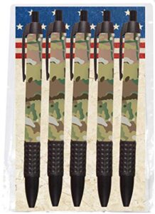 multi-cam camouflage ballpoint pens with grip - 5 pack (made in usa)