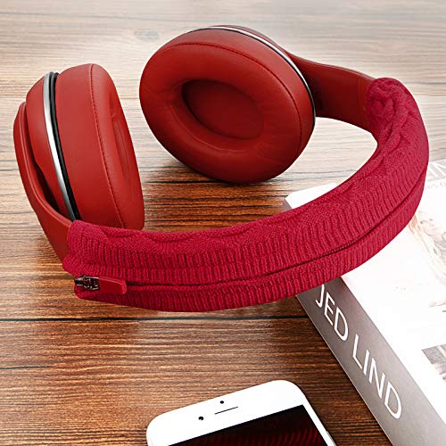 Geekria Knit Fabric Headband Cover Compatible with Beats Studio Pro, Studio3, Solo3, Solo2.0, Bose QC35II, QC25 Headphones, Head Cushion Pad Protector, Replacement Repair Part (Red)