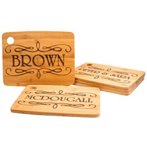 Custom Catch Personalized Cutting Board Wedding Gift - Durable Bamboo (Scroll)