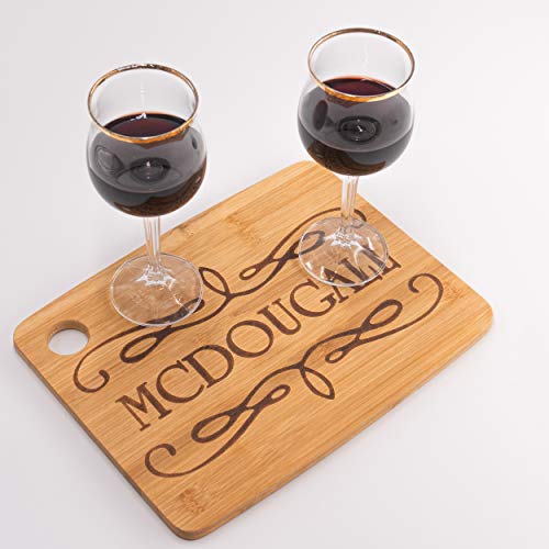 Custom Catch Personalized Cutting Board Wedding Gift - Durable Bamboo (Scroll)