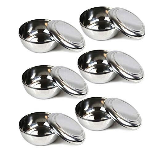 The Elixir Eco Green Set of 6, Korean Stainless Steel Rice Bowl with Lid Set, Korean Kitchen Restaurant, Multi-Purpose Stainless Steel Bowl + Lid Set