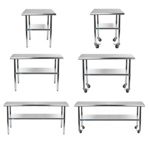 amgood - stainless steel table + add casters | choose from 43 sizes | nsf metal work table for kitchen prep utility | commercial and residential applications