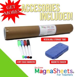 MAGNASHEETS Jumbo Sized Dry Erase Magnetic Notebook Paper for Classroom Whiteboard 22x28 | Complete Erase! | Storage Tube | Teaching Supplies, Teacher Must Haves | Teacher Classroom Supplies
