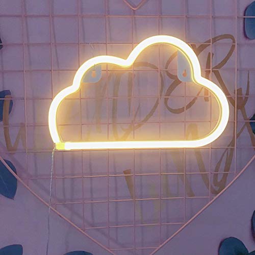 QiaoFei Neon Light,LED Cloud Sign Shaped Decor Light,Wall Decor for Chistmas,Birthday Party,Kids Room, Living Room, Wedding Party Decor (Warm White)