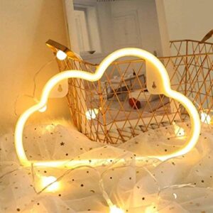 QiaoFei Neon Light,LED Cloud Sign Shaped Decor Light,Wall Decor for Chistmas,Birthday Party,Kids Room, Living Room, Wedding Party Decor (Warm White)