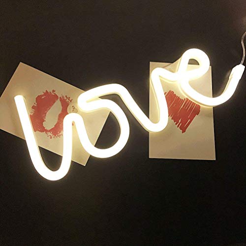 QiaoFei Neon Love Signs Light LED Love Art Decorative Marquee Sign - Wall Decor/Table Decor for Wedding Party Kids Room Living Room House Bar Pub Hotel Beach Recreational (Warm White)