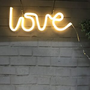 QiaoFei Neon Love Signs Light LED Love Art Decorative Marquee Sign - Wall Decor/Table Decor for Wedding Party Kids Room Living Room House Bar Pub Hotel Beach Recreational (Warm White)