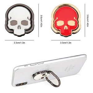 3 Packs Skull Shape Phone Ring Holder in 3 Colors, DaKuan 180° Adjustable Metal Stand Finger Grip Kickstand (Black, White, Red)