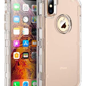 MXX iPhone Xs Case, Heavy Duty Defender Cover - Full Armor Body - Shockproof Protection Bumper - Built-in, 3 in1 Layers Hybrid TPU Rugged Rubber with Hard PC Panel Compatible with iPhone X - (Clear)