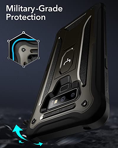 YOUMAKER Kickstand Case for Galaxy Note 9, Full Body with Built-in Screen Protector Heavy Duty Protection Shockproof Rugged Cover for Samsung Galaxy Note 9 6.4 Inch - Gun Metal/Black