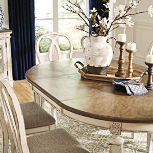 Signature Design by Ashley Realyn French Country Oval Dining Room Extension Table, Chipped White