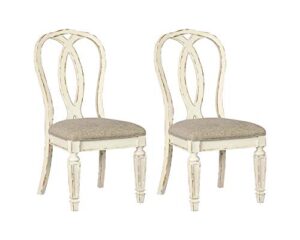 signature design by ashley realyn french country ribbon back dining chair, 2 count, chipped white