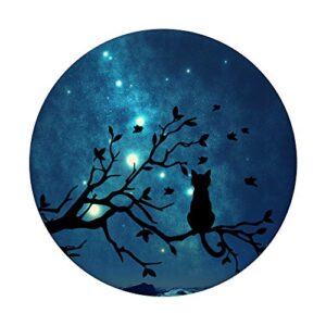 Night Cat in a Tree aurora Sky Christmas Gifts kids adults PopSockets PopGrip: Swappable Grip for Phones & Tablets