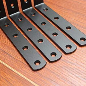 MHMYDZ 8 Pcs Matte Black Steel"L" Corner Brace Joint Angle Bracket Shelf Bracket Wall Hanging with Screws 125mmX75mm/5 InchX3 Inch Decorative Corner Brackets Joint Angle Bracket