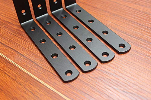 MHMYDZ 8 Pcs Matte Black Steel"L" Corner Brace Joint Angle Bracket Shelf Bracket Wall Hanging with Screws 125mmX75mm/5 InchX3 Inch Decorative Corner Brackets Joint Angle Bracket