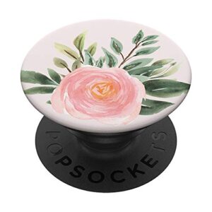 blush pink peony cute peach floral peonies bloom with leaves popsockets popgrip: swappable grip for phones & tablets
