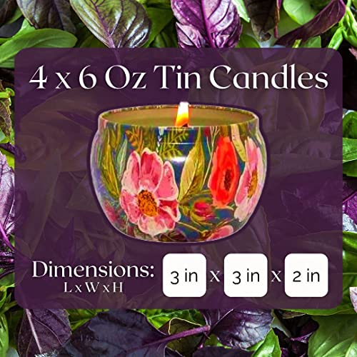 Nature Scented Candles Set of 4 x 6 oz Tin Candles with Lids Scented Soy Candle Gift Sets | Aromatherapy Candles for Birthday Gifts | Relaxing Candles for Women Stress Relief | Candle Gift Set