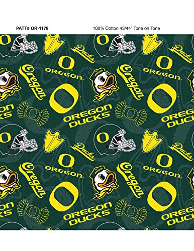 University of Oregon Cotton Fabric with New Tone ON Tone Design Newest Pattern