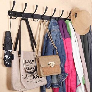 WEBI Coat Rack Wall Mounted,37 5/8'' Long,10 Hooks,Coat Hooks Wall Mounted,16'' Hole to Hole,Coat Hanger Wall,Triple Hooks for Hanging Coats,Clothes,Jacket,Hats,Black