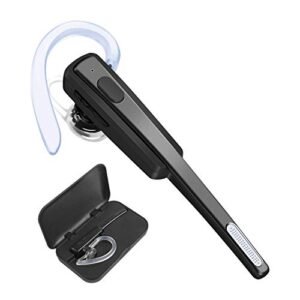 comexion bluetooth headset, wireless business earpiece v4.1 lightweight noisy suppression bluetooth earphone with microphone for phone/laptop/car (black+case)
