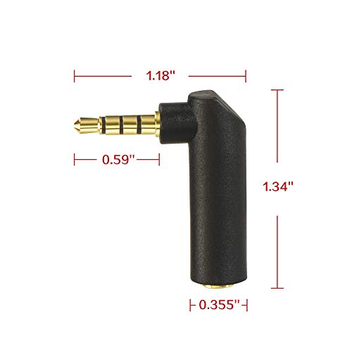 VCE 3.5mm Audio Adapter 90 Degree 5-Pack, Right Angle Adapter Male to Female Gold-Plated Stereo Jack Adapter