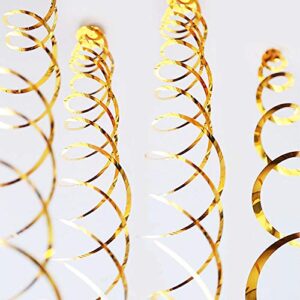 Lowki Hanging Spiral Swirl Decorations, Ceiling Decoration for Birthday,Graduation, Holiday Celebration Supplies Supper Longer 74cm/Pcs with Hook &Hem Decorative Hole -12 Pcs(Gold)