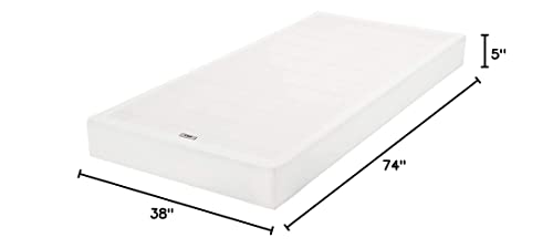 Amazon Basics Smart Box Spring Bed Base, 5 Inch Mattress Foundation, Tool-Free Easy Assembly, Twin, White