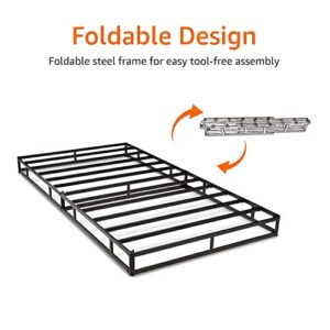 Amazon Basics Smart Box Spring Bed Base, 5 Inch Mattress Foundation, Tool-Free Easy Assembly, Twin, White