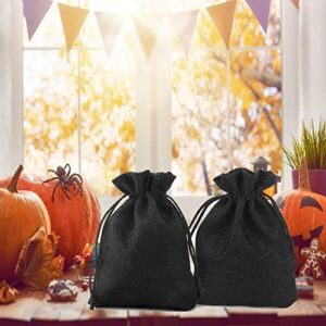 Bezall 50Pcs Black Burlap Bags 5x7, Drawstring Linen Jewelry Gift Bags Jute Sacks Halloween Candy Pouch Wedding Party Favor Bags