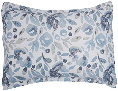 Amazon Basics 10-Piece Bed-in-a-Bag - Soft, Easy-Wash Microfiber - Full/Queen, Blue Watercolor Floral