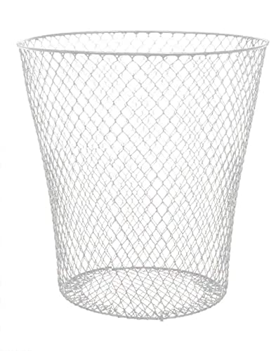 Essentials Wire Mesh Waste Basket (White)