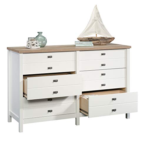 Sauder Cottage Road Dresser, L: 56.77" x W: 19.29" x H: 35.35", Soft White finish