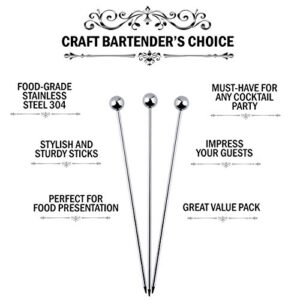 Cocktail Martini Picks and Stirrers Toothpicks – (12 Pack / 4 & 8 Inch) Reusable Cocktail Picks - Stainless Steel Metal Drink Skewers Sticks for Martini Olives Appetizers Bloody Mary Fruits