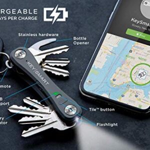 KeySmart Pro- Compact Smart Trackable Key Holder w LED Flashlight & Tile Bluetooth Key Finder Technology, EDC Key Organizer, Other Mini Tools & Accessories for Men, Husband & Dad