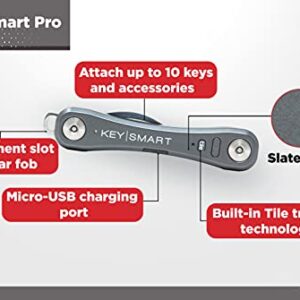 KeySmart Pro- Compact Smart Trackable Key Holder w LED Flashlight & Tile Bluetooth Key Finder Technology, EDC Key Organizer, Other Mini Tools & Accessories for Men, Husband & Dad