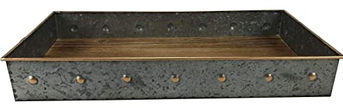 Circleware Cooperstown Wood Rectangle Serving Tray with Handles Home and Kitchen Multi-Purpose Serveware for Coffee Table, Dinner, Breakfast Food, Farmhouse Decor, 19" x 9.5" x 2.75", Craftsman