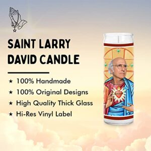 Larry Celebrity Prayer Candle - Funny Saint Candle - 8 inch Glass Prayer Votive - 100% Handmade in USA - Novelty Celebrity Gift