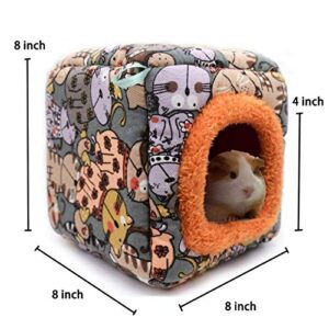 KAMEIOU Small Animal Hamster Hedgehog Small Guinea Pig Bed Hideout House Washable Warm Cartoon Hamster Hedgehog Chinchilla Ferret Guinea Pig Cage Hammock Beds for Small Animals Guinea Pig Accessories