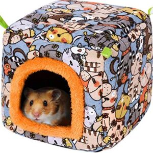 KAMEIOU Small Animal Hamster Hedgehog Small Guinea Pig Bed Hideout House Washable Warm Cartoon Hamster Hedgehog Chinchilla Ferret Guinea Pig Cage Hammock Beds for Small Animals Guinea Pig Accessories