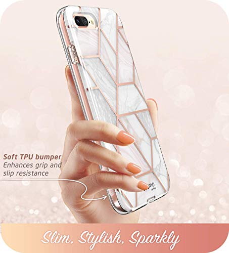 i-Blason Cosmo Glitter Clear Bumper Case for iPhone 8 Plus/iPhone 7 Plus, Marble