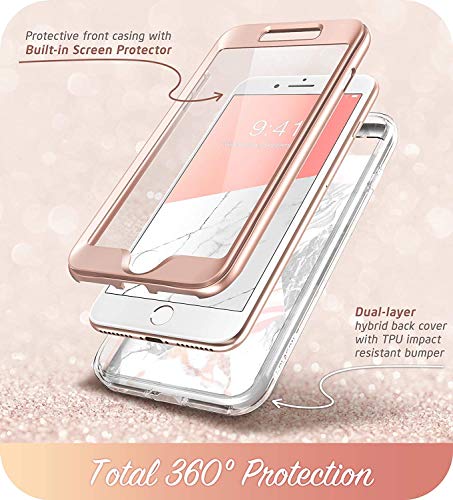 i-Blason Cosmo Glitter Clear Bumper Case for iPhone 8 Plus/iPhone 7 Plus, Marble