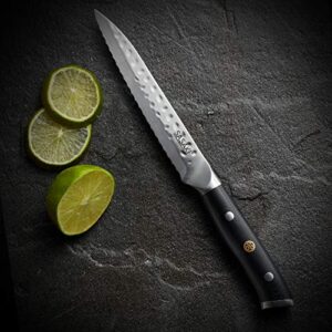 Sasaki Takumi Japanese AUS-10 Stainless Steel Utlilty Knife with Locking Sheath, 5.5-Inch, Black