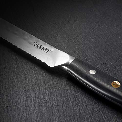 Sasaki Takumi Japanese AUS-10 Stainless Steel Utlilty Knife with Locking Sheath, 5.5-Inch, Black